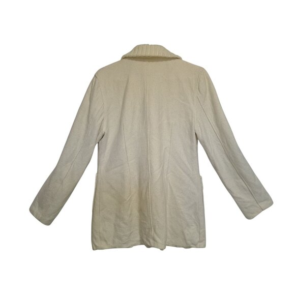 5.7.9. Womens Ivory Wool Blend Button Coast Medium Chic and Cozy - Picture 2 of 9